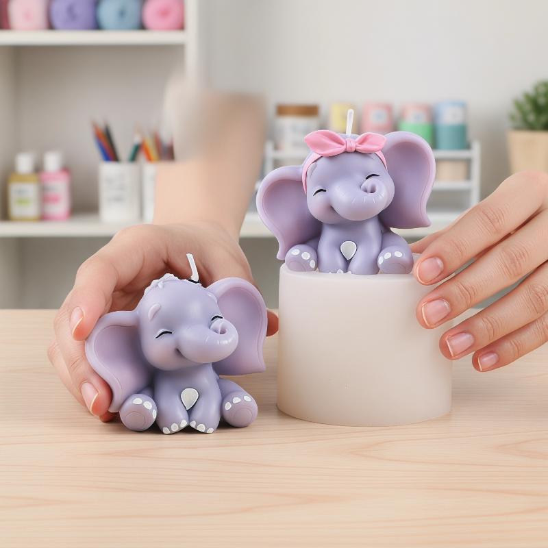 Soap Making Kit - Cute 3D Elephant Silicone Candle Mold
