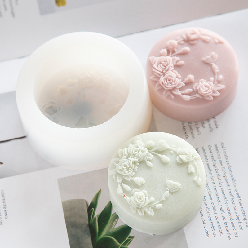Soap Mold Silicone Loaf - Round Shape Rose Flower Handmade Soap