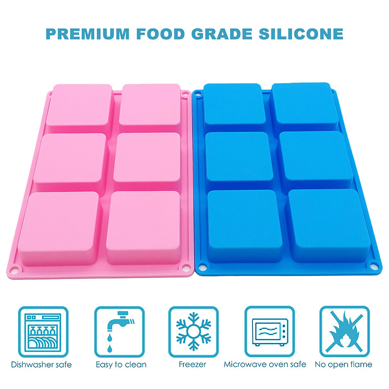 Square Soap Molds 6-Cavity Non - Soap Mold Silicone Loaf 评论和价格