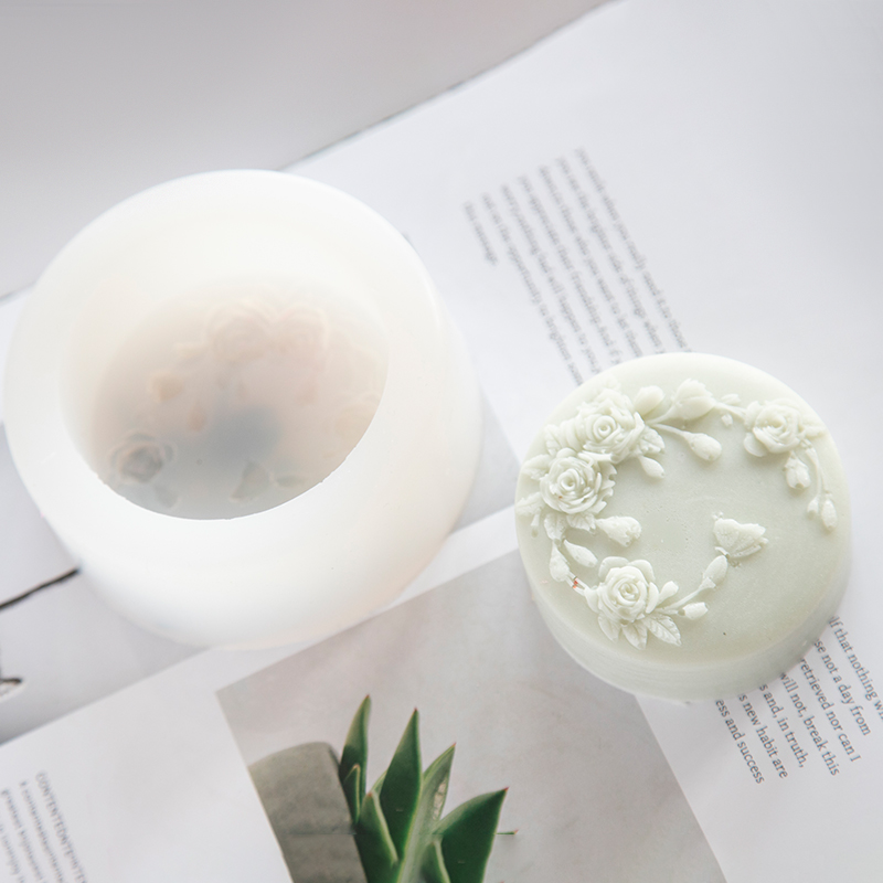Round Shape Rose Flower Handma - Soap Mold Silicone Loaf 评论和价格