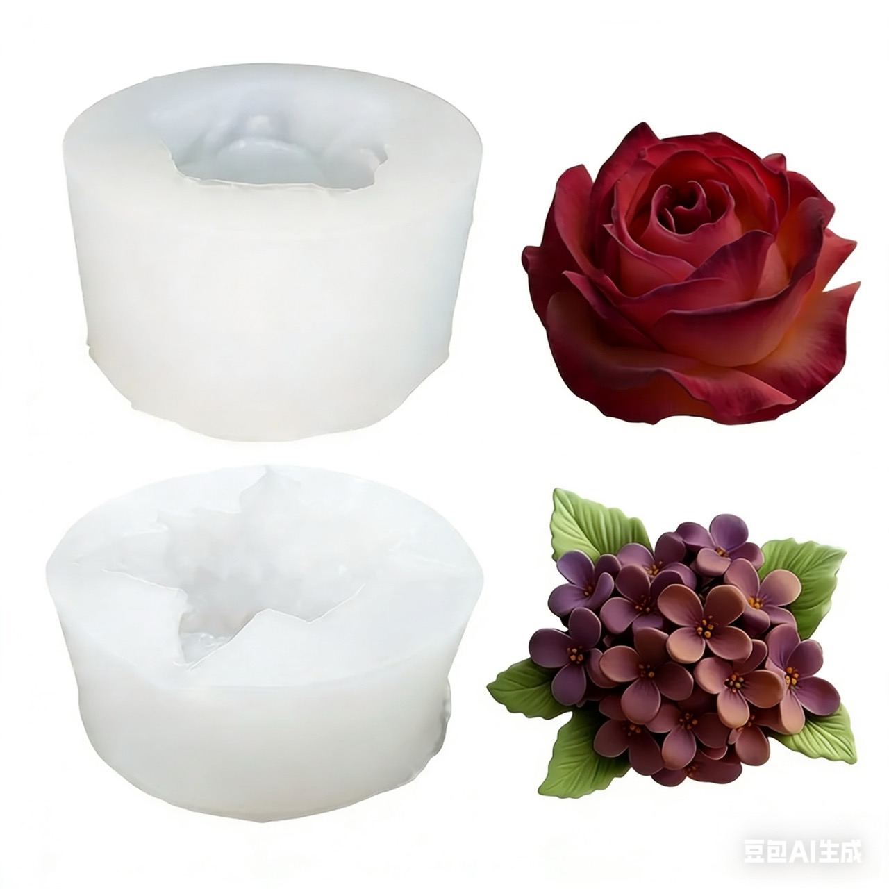 2-Piece 3D Rose and Lilac Sili - Soap Making Recipes 评论和价格