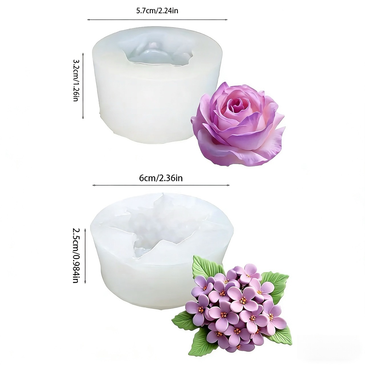 2-Piece 3D Rose and Lilac Sili - Soap Making Recipes 评论和价格