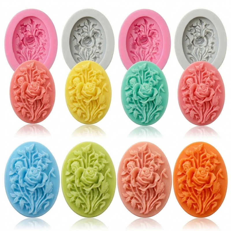 4 Silicone mold with flower sh - Soap Making Gel 评论和价格