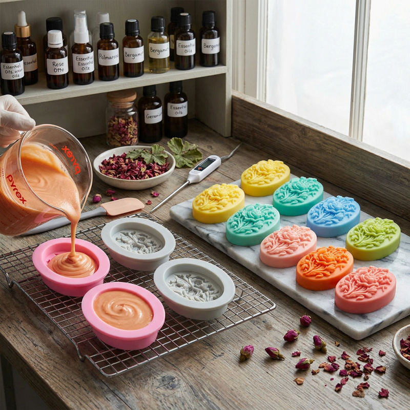 4 Silicone mold with flower sh - Soap Making Gel 评论和价格