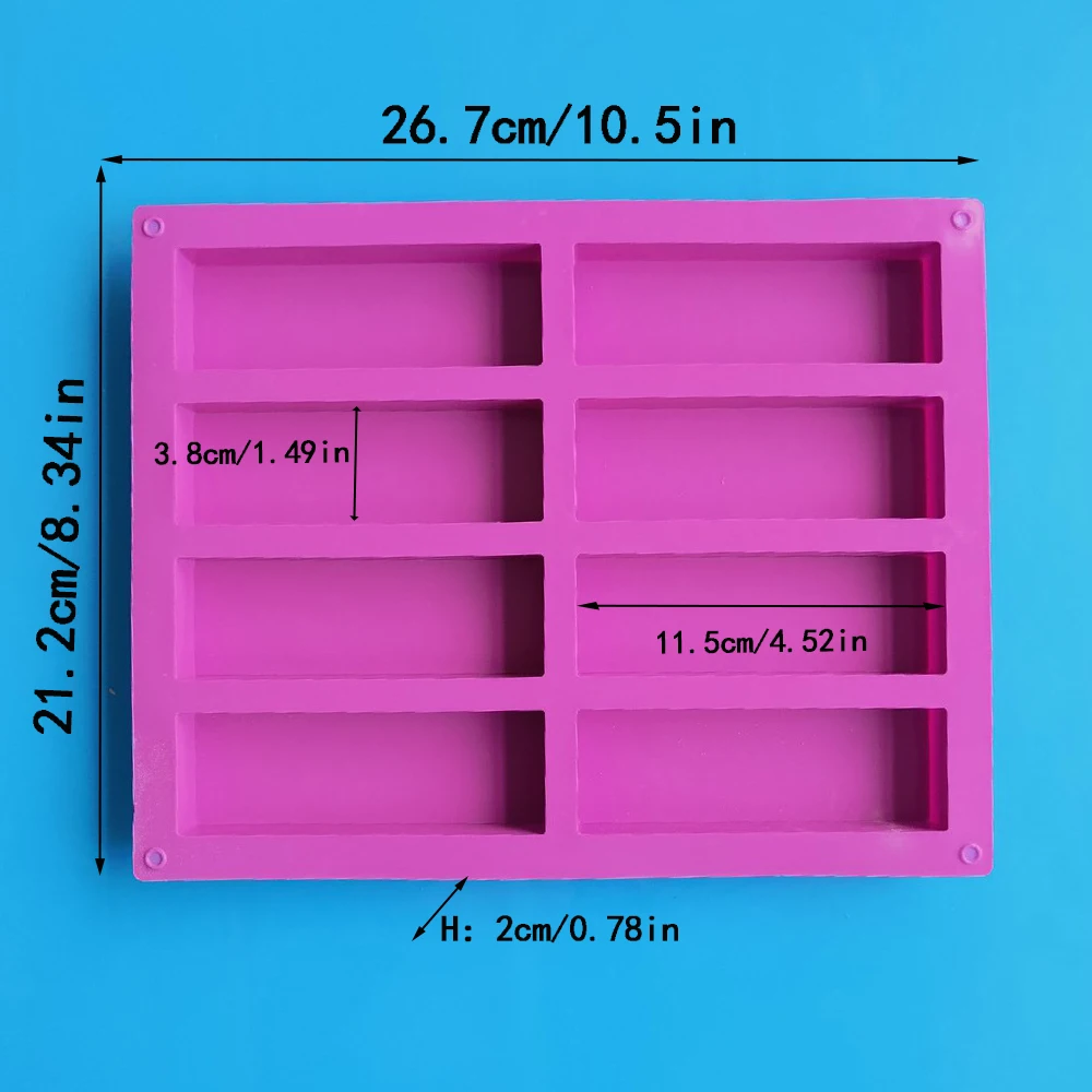 8 Cavity Rectangle Silicone Ca - Soap Mold Silicone Loaf 评论和价格