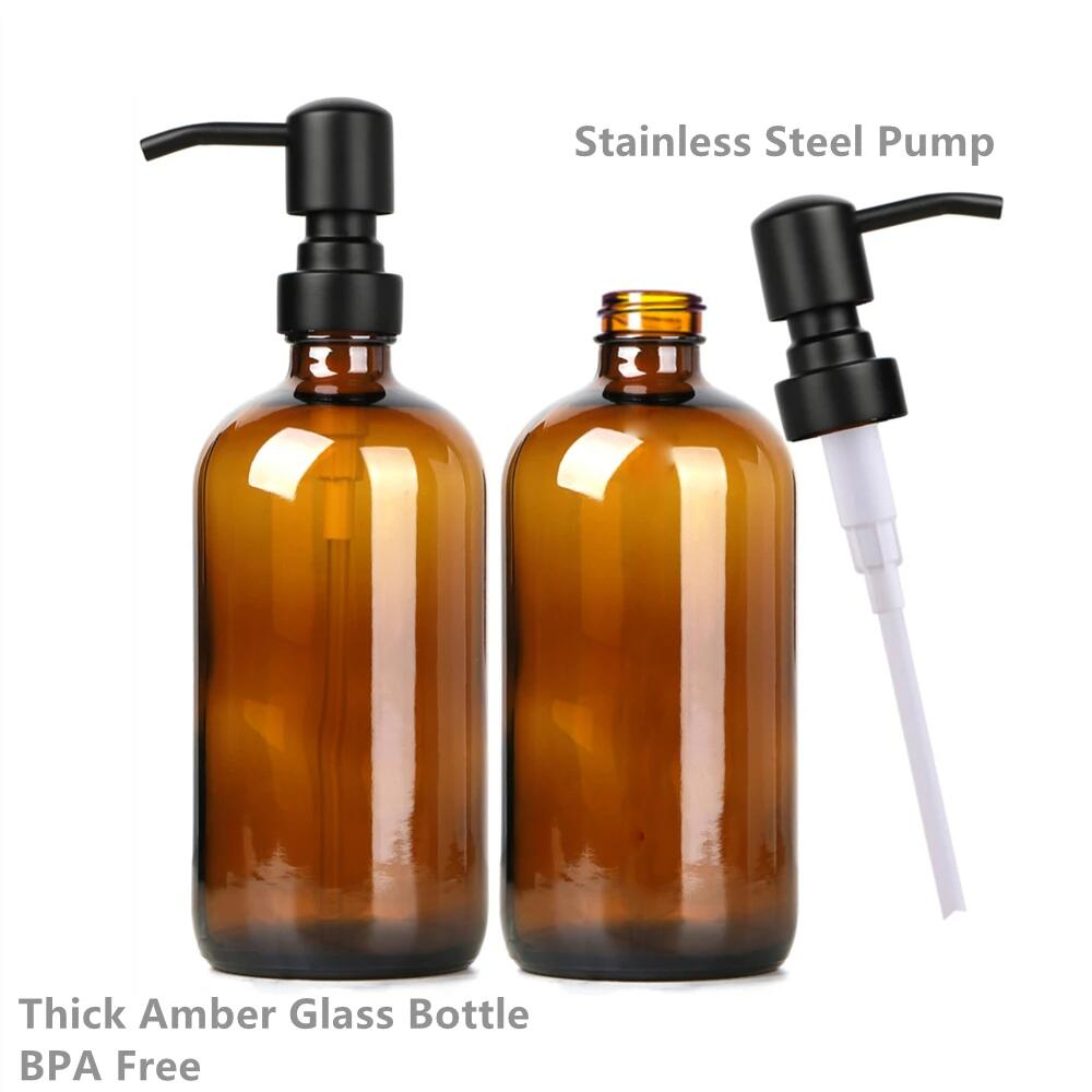 Amber Glass Soap Dispenser wit - Soap Making Pot 评论和价格